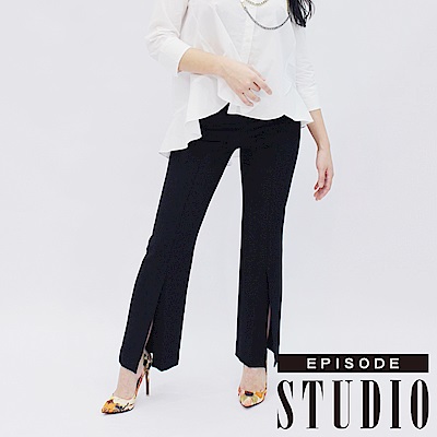 EPISODE Studio - 優雅開衩設計長褲（黑）