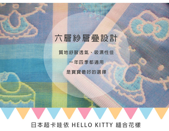 HELLO KITTY 凱蒂貓六層紗直開防踢睡袍(M)