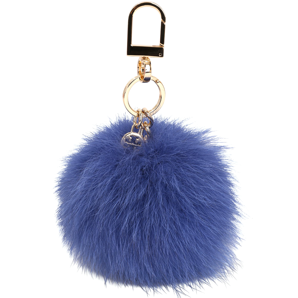 TORY BURCH Fur Pom-Pom 狐狸毛球吊飾(藍色)