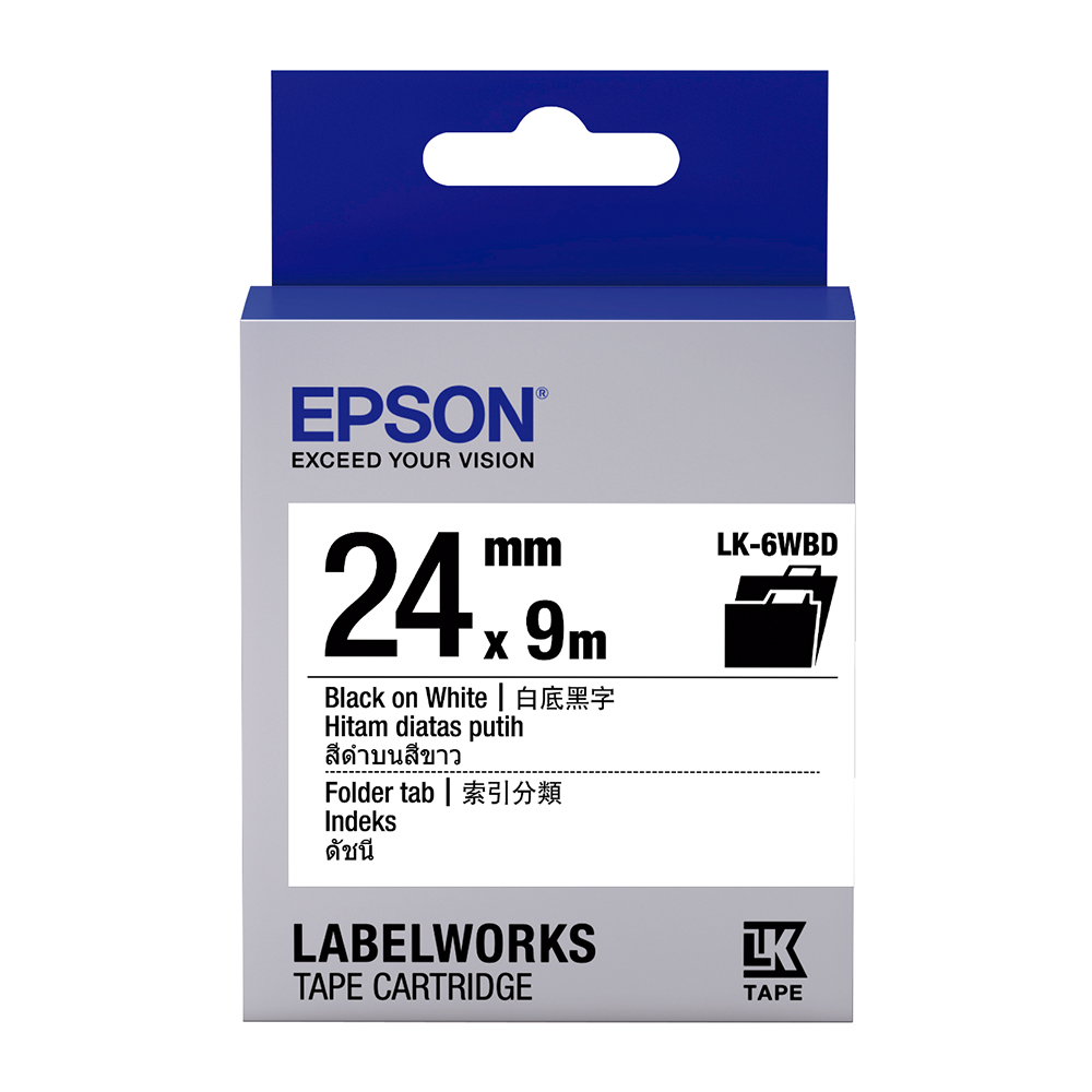 EPSON C53S656410 LK-6WBD索引分類白底黑字標籤帶(寬度24mm)