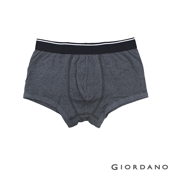 GIORDANO 男裝腰鬆緊無痕平底四角內褲- 20 標誌黑/灰條