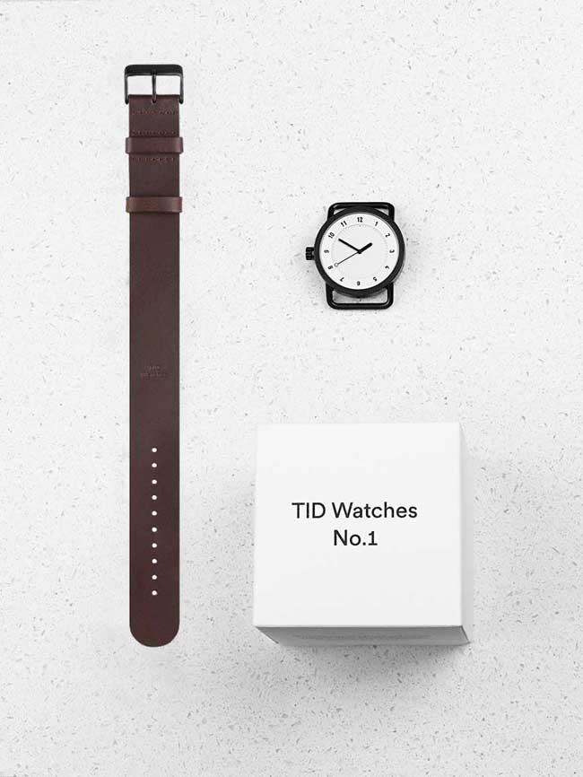 TID Watches No.1 White 白底x胡桃木色真皮腕錶-40mm