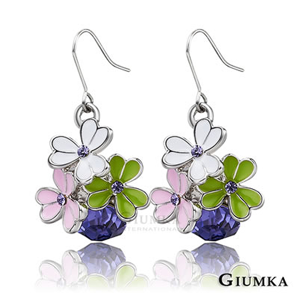 GIUMKA耳環 三色幸運草耳勾耳環(紫鋯) MF00560