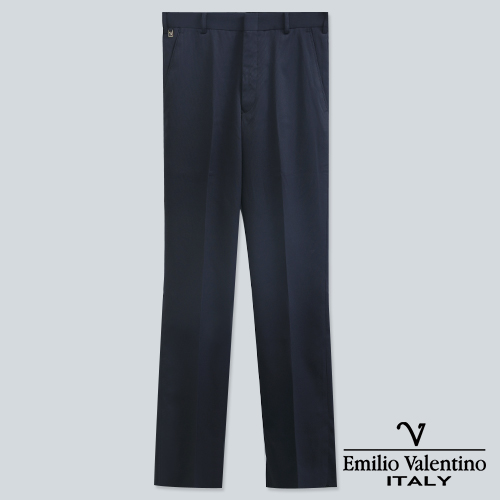 Emilio Valentino 范倫提諾彈力條紋平面西褲-丈青