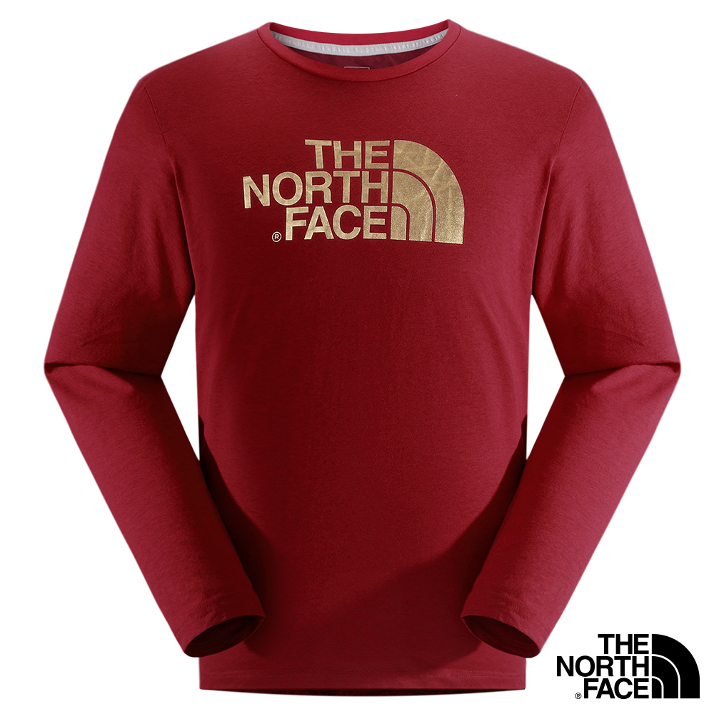 The North Face 男 LOGO長袖T恤 紅