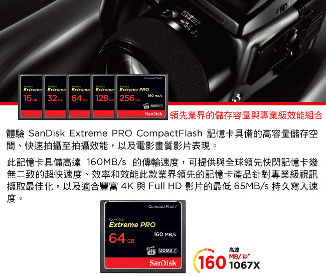 原＄3280）SanDisk Extreme Pro CF 64GB 記憶卡 160MB/S