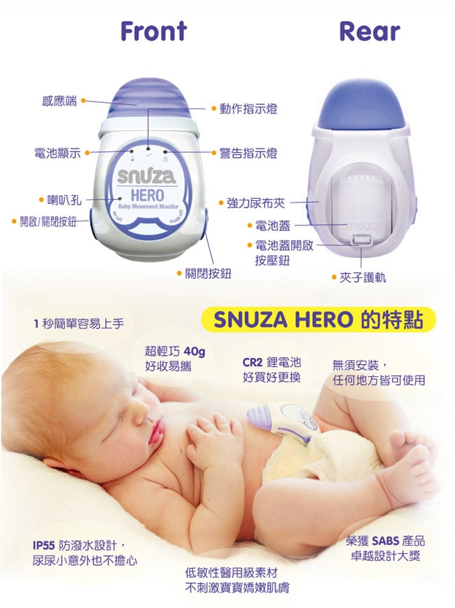 Snuza Hero 嬰兒呼吸動態監測器