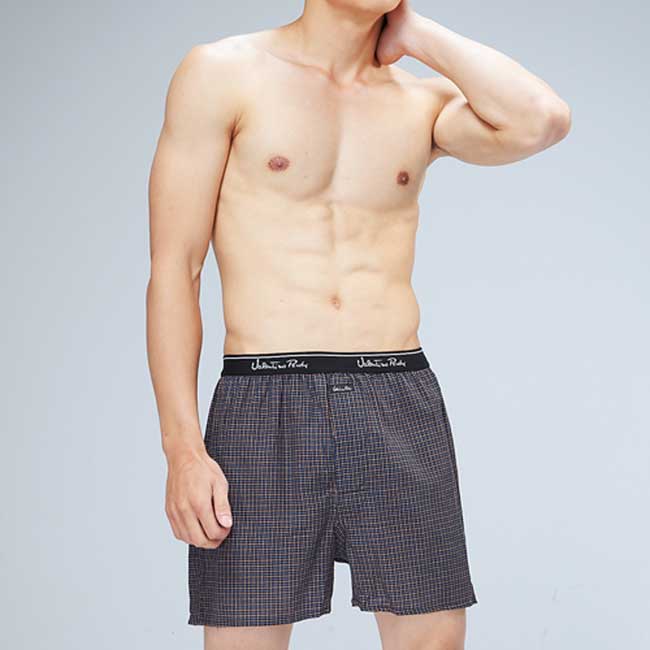 男內褲 (超值6件組) 色織純綿格紋平口褲/四角褲 義大利名牌