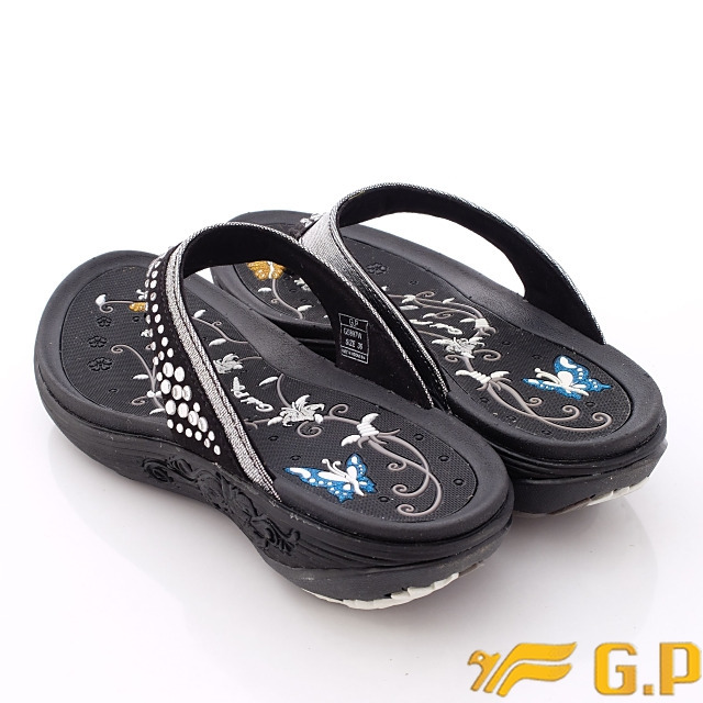 GP涼鞋-閃耀晶鑽夾腳拖鞋款-G5897W-10黑(女段)N