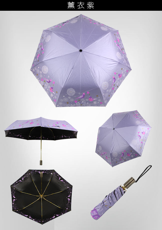 雨傘王愛情鳥安全自動傘-薰衣紫
