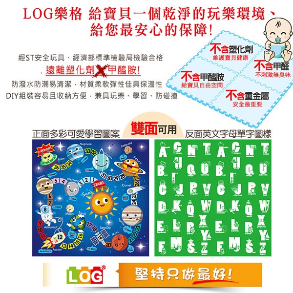 LOG樂格 環保EPE幼兒遊戲巧拼墊 -星際漫遊 (60X60cmX厚2cmX4片)