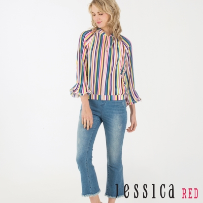 【JESSICA RED】復古牛仔刷色喇叭褲