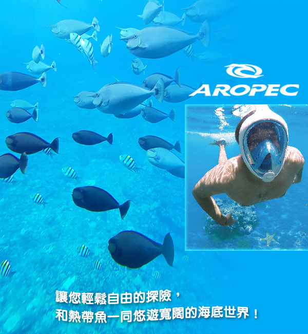 AROPEC 浮潛全罩式呼吸管面罩 粉色