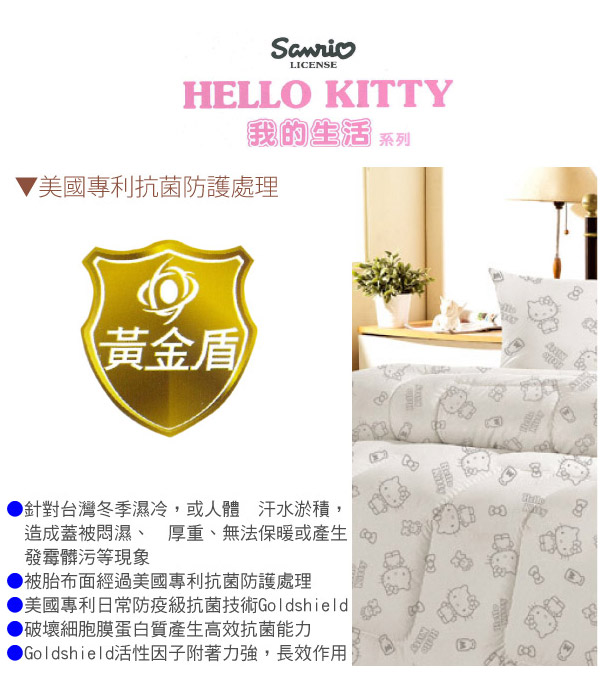 Hello Kitty 我的生活抗菌枕 2入 ( 灰)