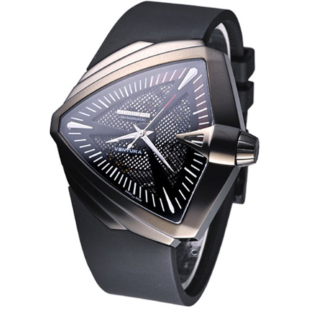 HAMILTON Ventura XXL紀念貓王75周年紀念機械錶-黑/46mm