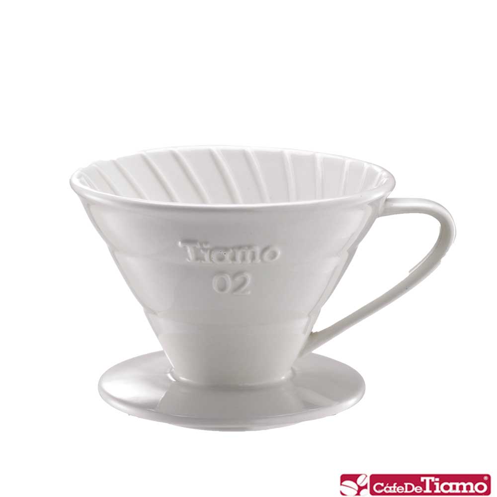 Tiamo V02螺旋陶瓷濾杯組1-4杯份-白色(HG5538W)