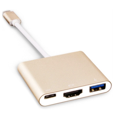 Type-C to HDMI/Type-C/USB3.0轉接器(金)