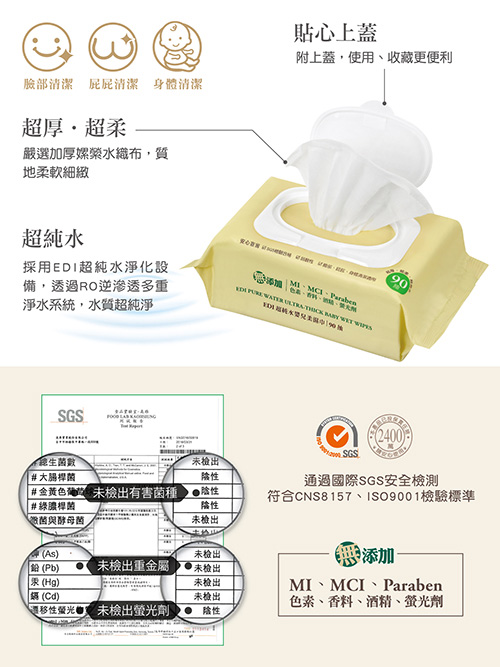 小獅王辛巴 EDI超純水嬰兒柔濕巾組合包(90抽x3包)