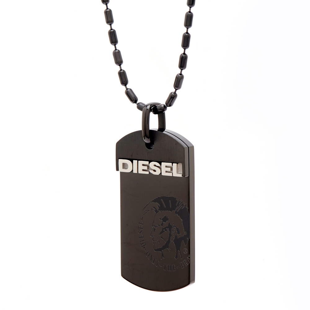 DIESEL 純黑街頭風軍牌項鍊(DX0004040)