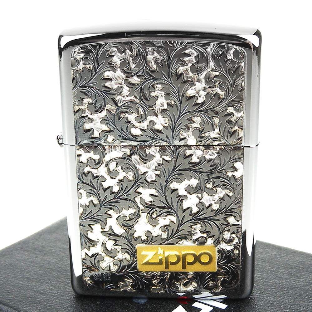 ZIPPO】日系~銀色鍍鈦-唐草雕花純銀貼片打火機| 打火機/菸具| Yahoo