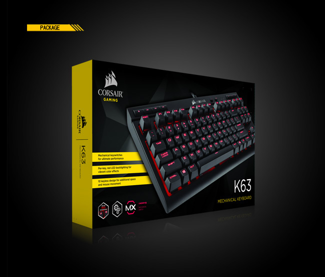 CORSAIR Gaming K63 電競鍵盤-紅軸英文紅燈