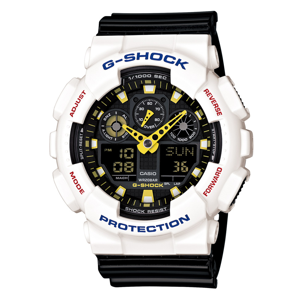 G-SHOCK 夏日亮彩瘋迷世足運動概念錶(GA-100CS-7A)-黑X白/51.2mm