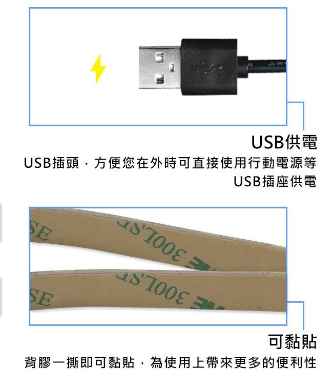 Time Leisure 可串接 USB戶外露營LED黏貼燈條10M