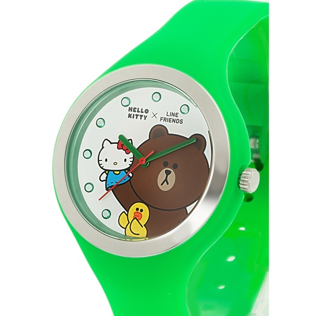 HELLO KITTY 凱蒂貓 x LINE 限量聯名超萌熊大手錶-綠/40mm