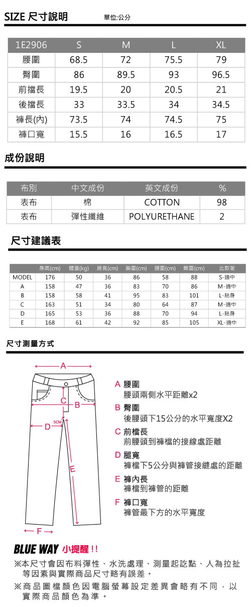 ETBOITE 箱子 BLUE WAY 微彈小破直筒褲