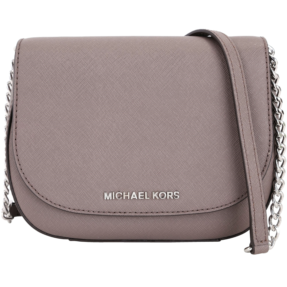 Michael Kors Jet Set Travel 銀字防刮皮革斜背包(灰耦色)