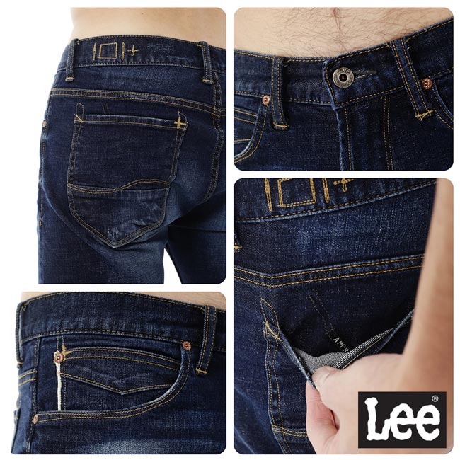 Lee 101+ 牛仔短褲-男款-深藍色