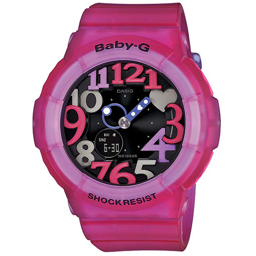 BABY-G 霓虹照明果凍新色3D立體時刻雙顯錶(BGA-131-4B4)-桃紅/43.1mm