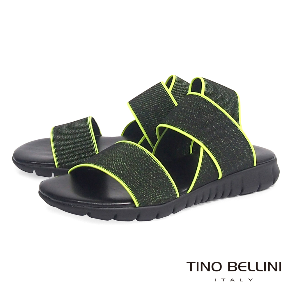 Tino Bellini 義大利進口炫彩螢光繃帶休閒平底涼鞋_螢光綠