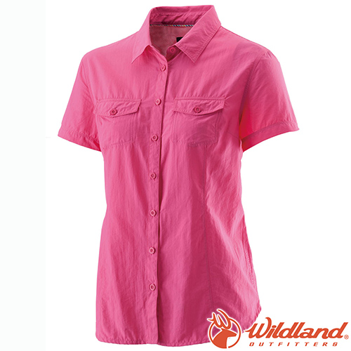 Wildland 荒野 W1203-09桃紅 女 排汗抗UV短袖襯衫
