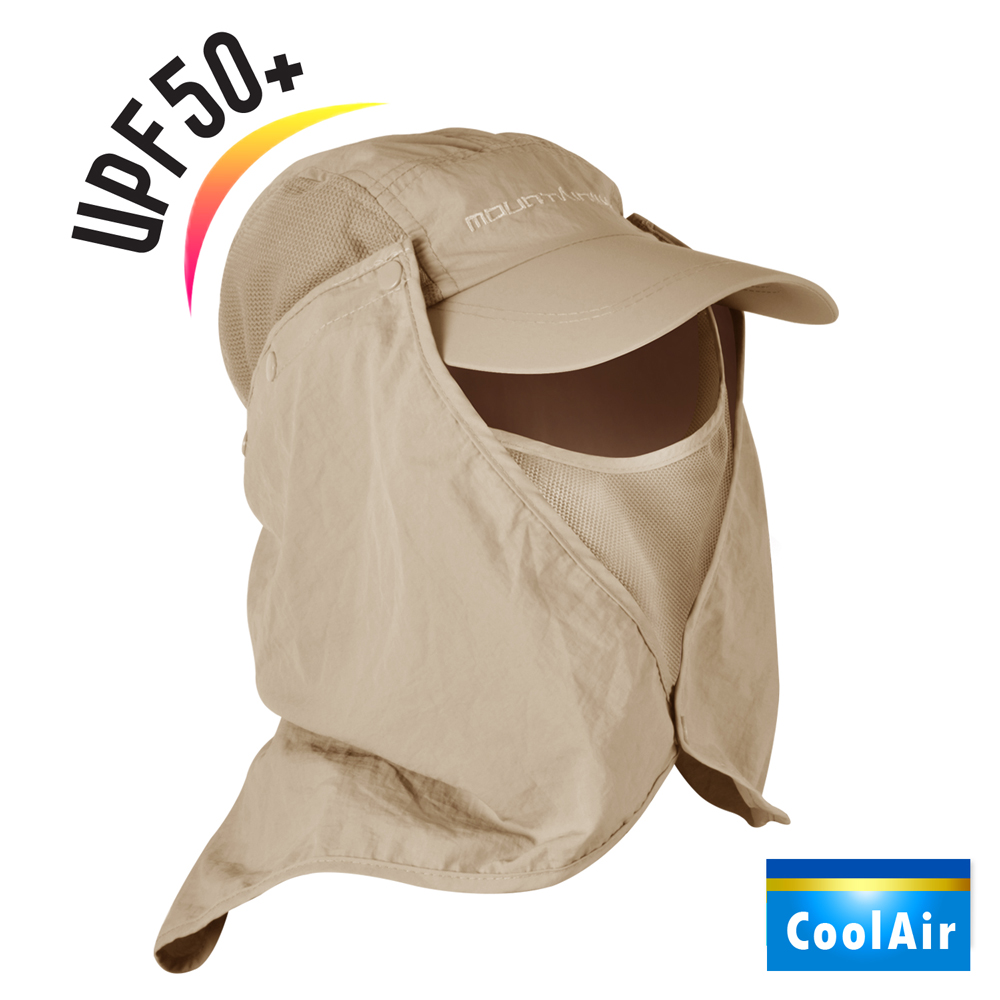 CoolAir 輕量感防曬抗UV可拆式護頸遮陽帽 (卡其)