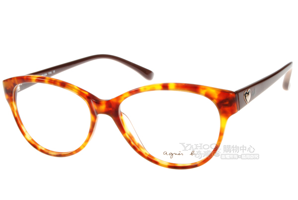 agnes b.眼鏡 愛心小b/琥珀-咖啡色#ABP234 Y14