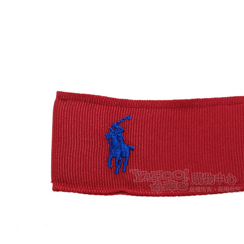 Ralph Lauren POLO 大馬 LOGO 繡紋帆布腰帶(紅-二尺寸)