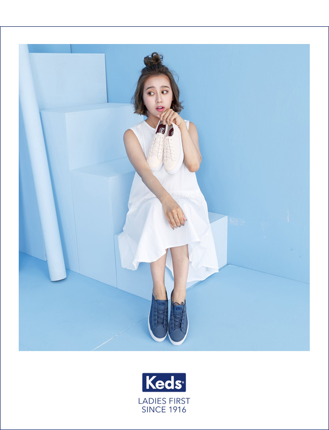 Keds TRIPLE KICK 透氣網布厚底休閒鞋-靛藍