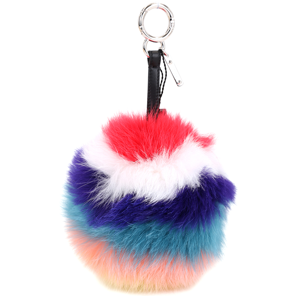 FENDI Pompon 彩色拼接狐狸毛球吊飾(展示品)