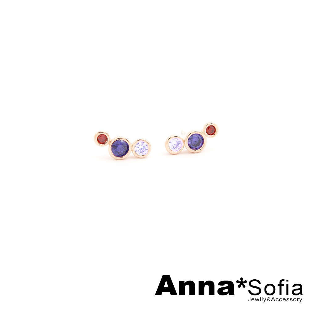 AnnaSofia 韓劇Doctors朴信惠三彩圓晶 後掛墬耳針耳環(金底系)