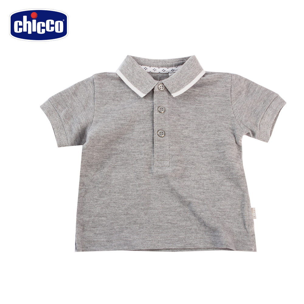 chicco-To Be Baby-素面百搭短袖polo衫-灰(12個月-4歲)