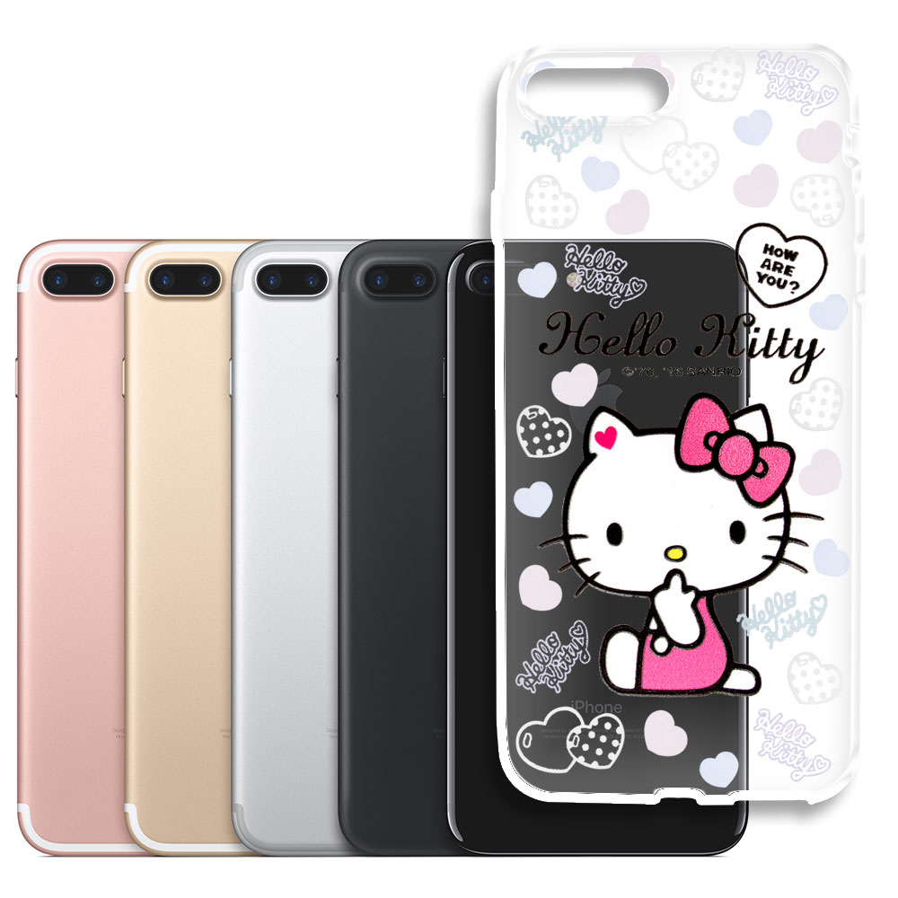 Hello Kitty iPhone 7 plus 5.5吋 浮雕彩繪透明軟殼(心愛凱蒂)