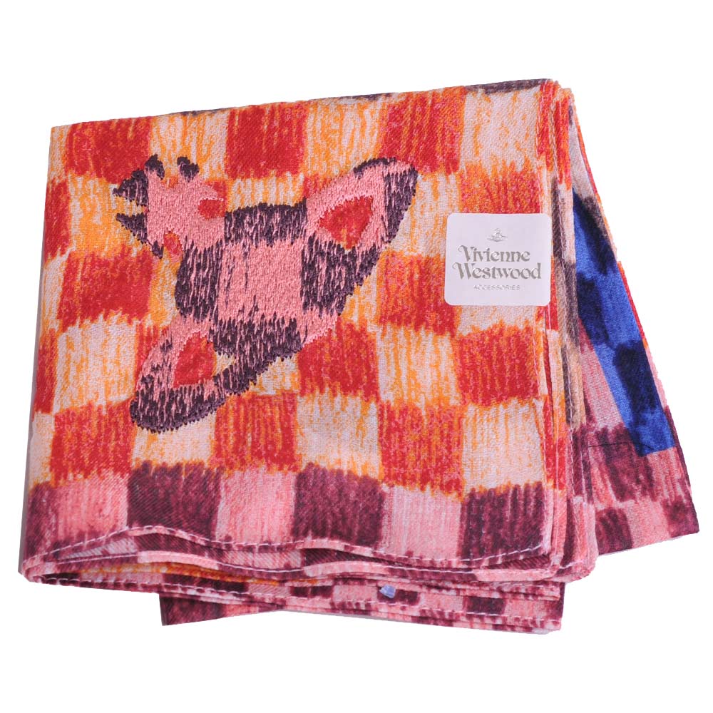 Vivienne Westwood 大行星圖騰LOGO方塊圖騰帕領巾(粉色系)