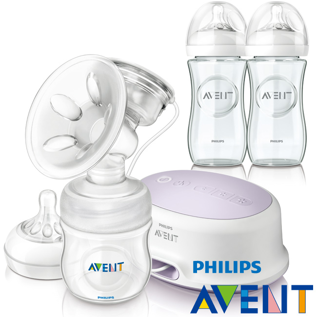 [下殺55折]PHILIPS AVENT 輕乳感PP單邊電動吸乳器+PP奶瓶260ml(雙入)