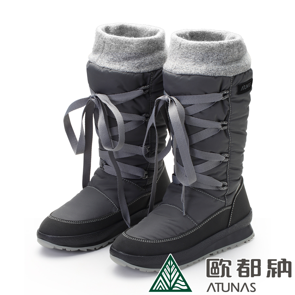ATUNAS 歐都納】女款綁帶中高筒保暖雪靴GC1-1606 灰| 長靴/膝上靴 