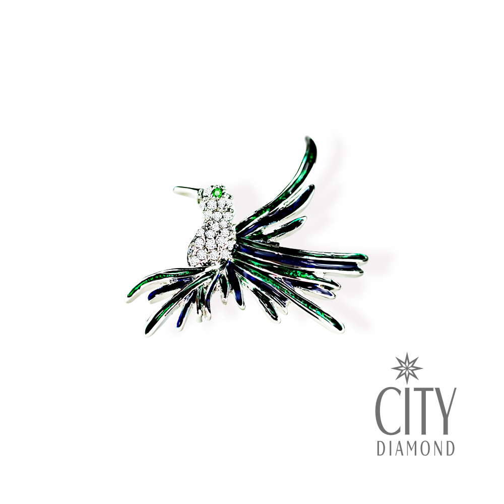 City Diamond引雅【東京Yuki系列】蜂鳥展翅水鑽胸針/領帶/別針/徽章