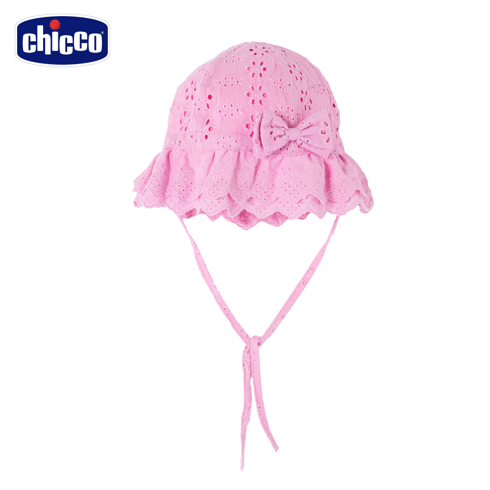 chicco-綻放花邊縷空綁帶帽