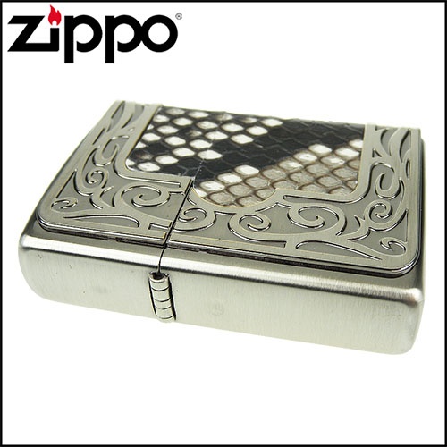 【ZIPPO】日系~FRAME PYTHON METAL-蟒蛇真皮貼覆三面加工打火機