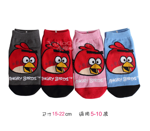 AngryBrids憤怒鳥-紅色憤怒鳥棉質童襪6入(15-22cm)