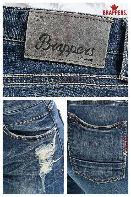 BRAPPERS 女款 新美腳Royal系列-女用中腰彈性窄管褲-藍